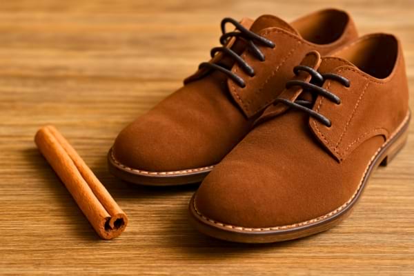 Un morceau de cannelle et une paire de chaussure.