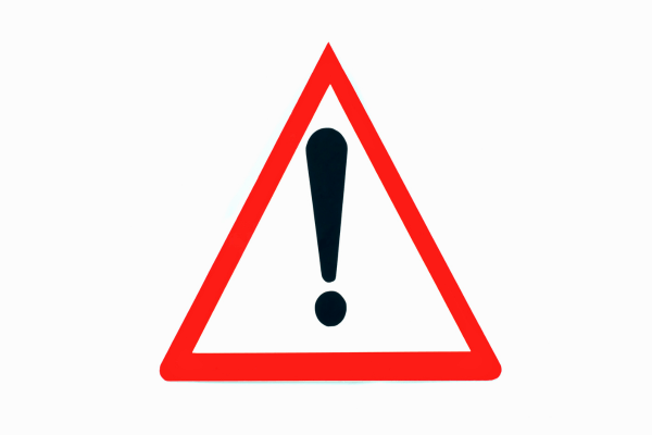 Un panneau de danger triangulaire avec un point d'exclamation noir au centre.