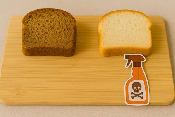 Tranche de pain complet et tranche de pain blanc avec ic&ocirc;ne toxique.