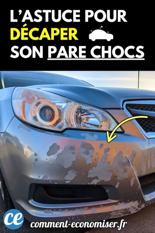 Un pare-chocs de voiture abîmé avec peinture écaillée visible.