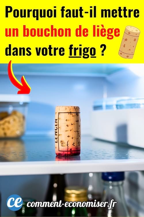 Un bouchon de liège sur une étagère de frigo