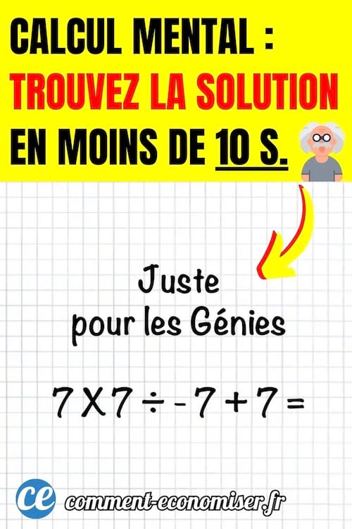 une opération de calcul mental à résoudre rapidement