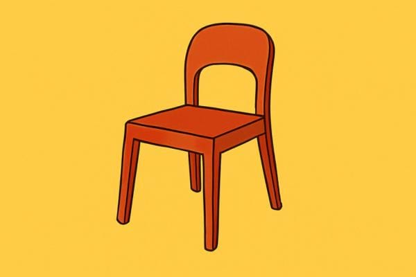 Une chaise orange avec un dossier arrondi et simple.