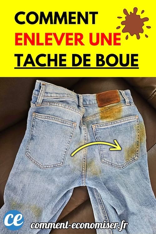 Jean taché de boue sur les poches arrière.