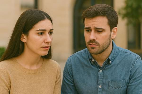 Un couple paraît préoccupé, leurs visages expriment l’inquiétude.