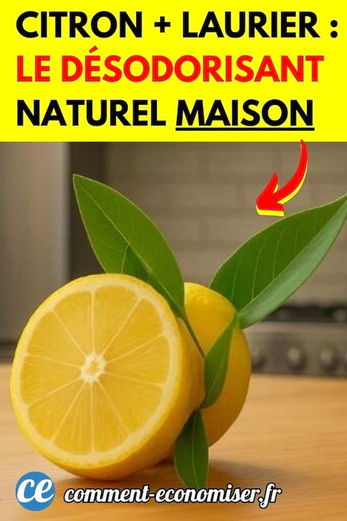 Une moitié de citron avec des feuilles de laurier