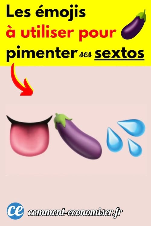 Un emoji aubergine, langue et goutte à envoyer dans les sextos