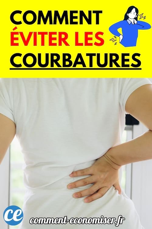 Un dos en douleur avec une main posée pour soulager les courbatures.