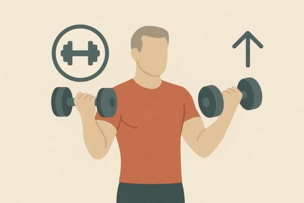 Homme soul&egrave;ve deux halt&egrave;res en m&ecirc;me temps pour travailler ses muscles.