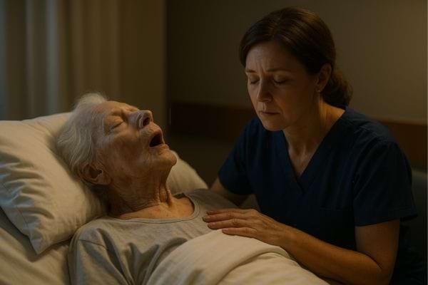 une femme âgée mourante