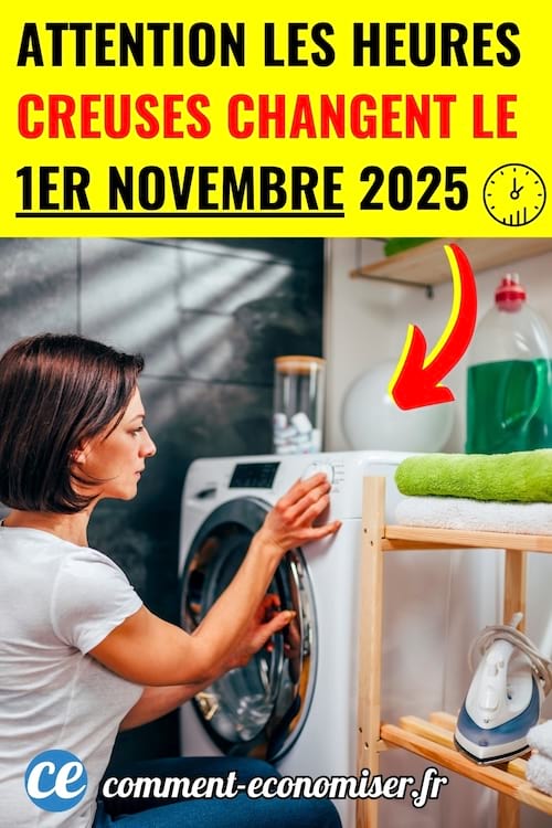 Une femme qui met sa machine à laver en route pendant les heures creuses