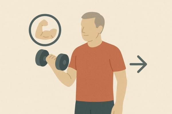 Homme fait des curls avec halt&egrave;re pour renforcer ses biceps.