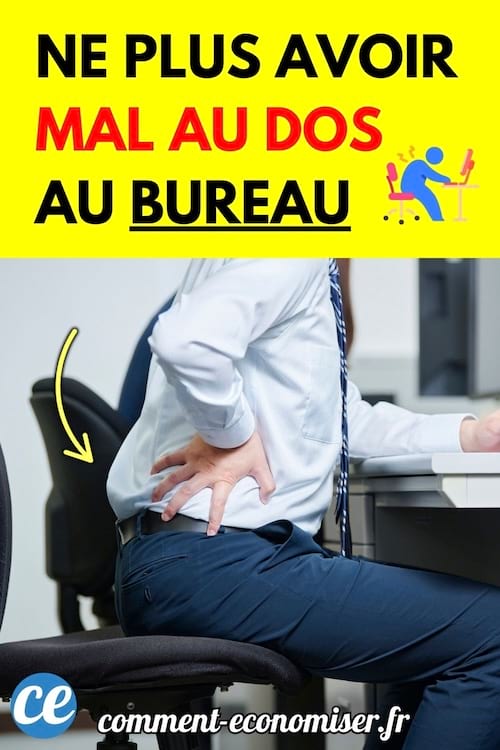 Homme en chemise assis au bureau avec mal de dos.