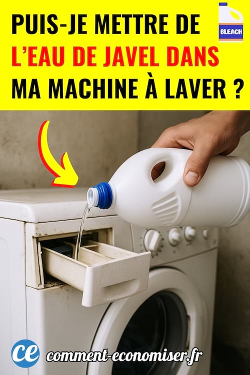 Une main qui verse de l'eau de javel dans un vieux lave-linge sale