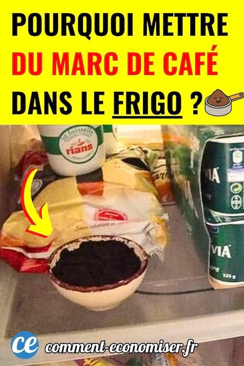 Un bol avec du marc de café dedans qui est dans le frigo