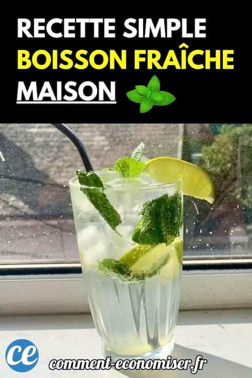 Verre de boisson fraîche citron menthe.