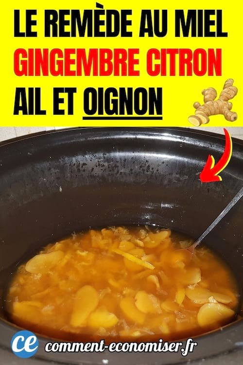 un remède à base de gingembre, miel, citron, oignon, citron, ail