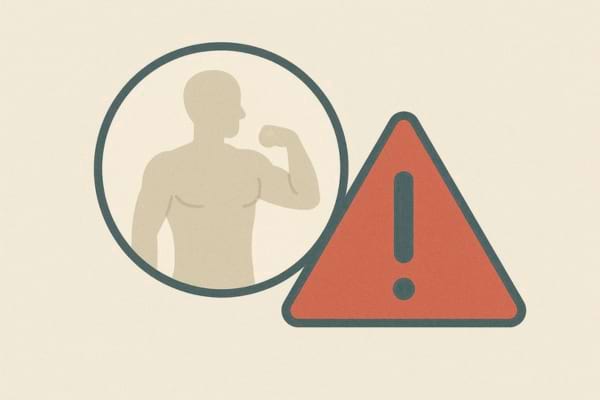 Silhouette muscl&eacute;e associ&eacute;e &agrave; un panneau d&rsquo;avertissement rouge.