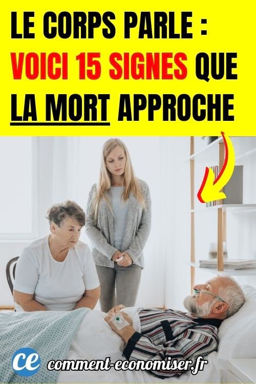 Un vieil homme qui approche la mort dans un lit, avec sa femme et sa fille