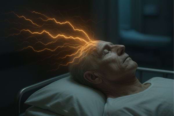 Un vieil homme subit des éclairs cérébraux