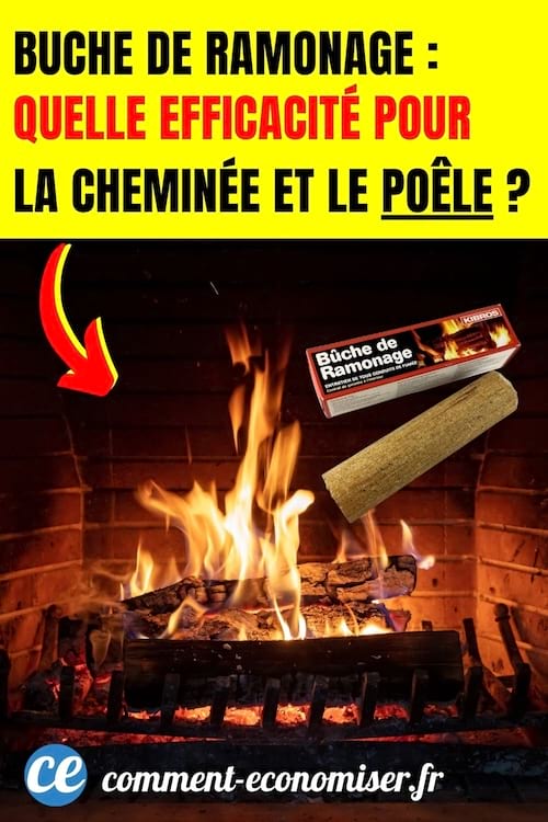 un feu de cheminée avec une buche de ramonage