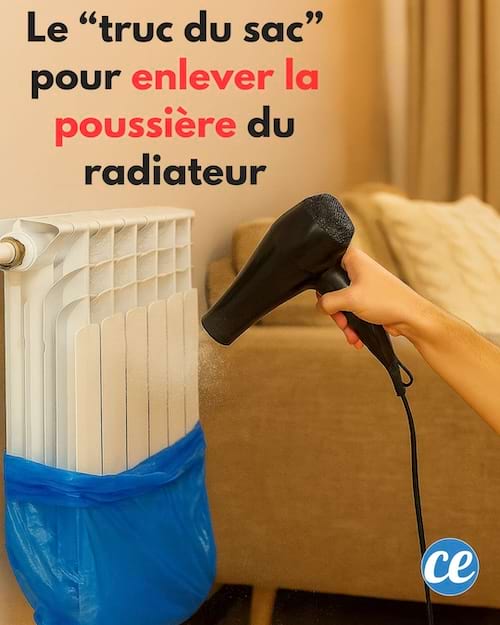 un sac pour enlever la poussière sous un radiateur