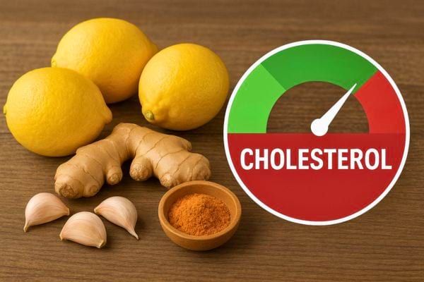 Citrons, gingembre, ail et curcuma associés à la réduction du cholestérol.