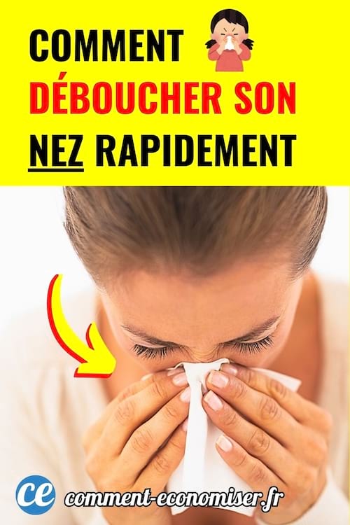 Femme se mouchant avec un mouchoir pour déboucher son nez.