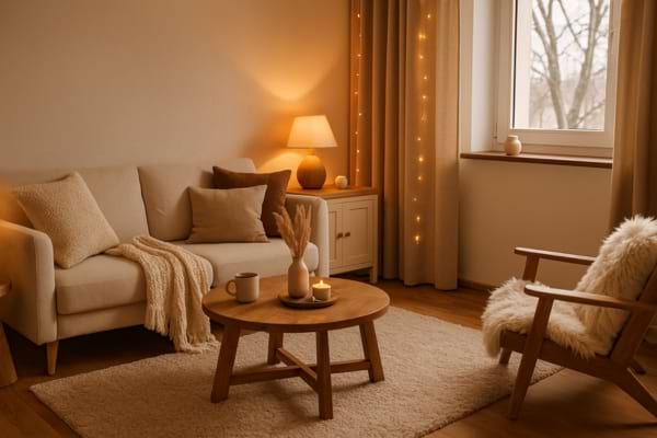 salon chaleureux ambiance cocooning