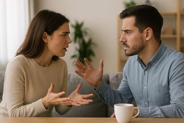 couple en pleine dispute dans le salon