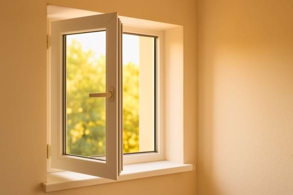 Une fenêtre ouverte pour aérer et éviter l'apparition de moisissure