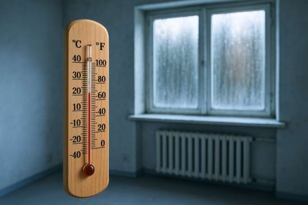 Un thermomètre affichant une température basse dans une pièce vide