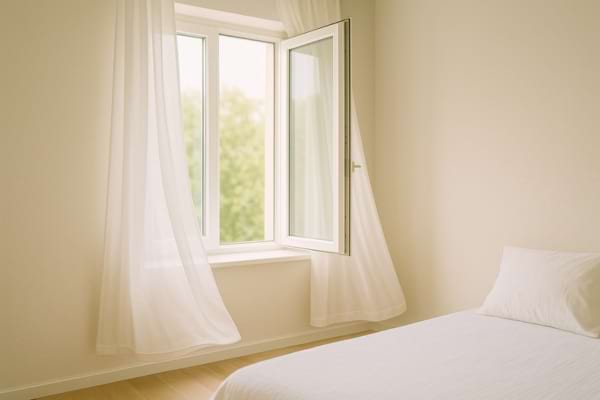Fenêtre ouverte dans une chambre lumineuse