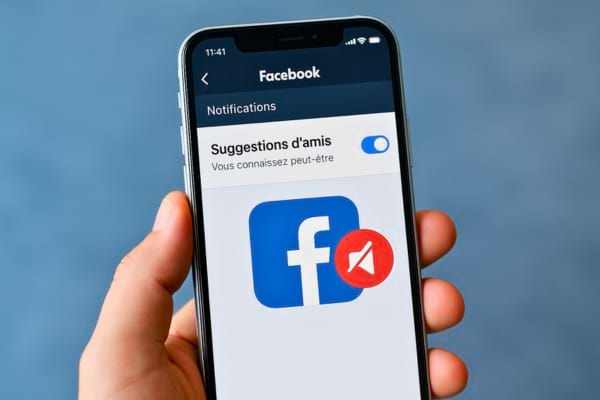 Image montrant un smartphone avec une notification Facebook désactivée