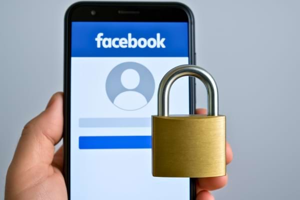 Illustration d’un cadenas posé sur une icône de profil Facebook,