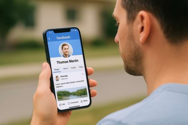 image qui montre un homme visité la page de quelqu'un