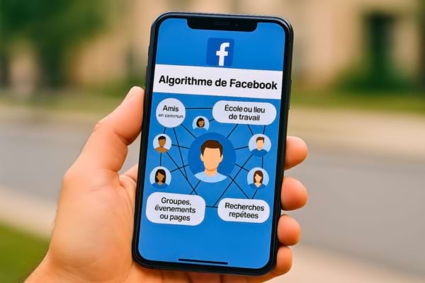L'algorythme facebook schématisé sur un smartphone