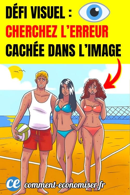Défi visuel : cherchez l'erreur dans cette image de trois personnes sur une plage de sable.