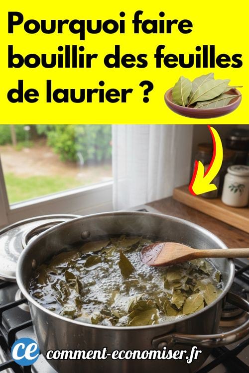 Des feuilles de laurier en train de bouillir dans une casserole.