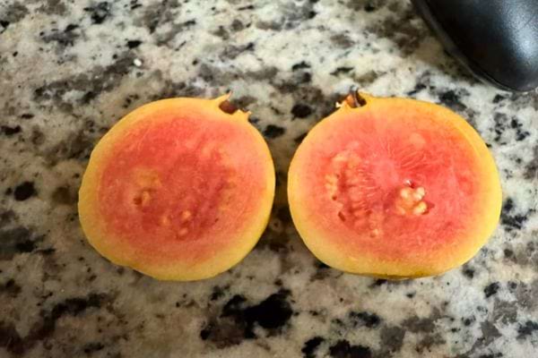 Goyave coupé en deux.