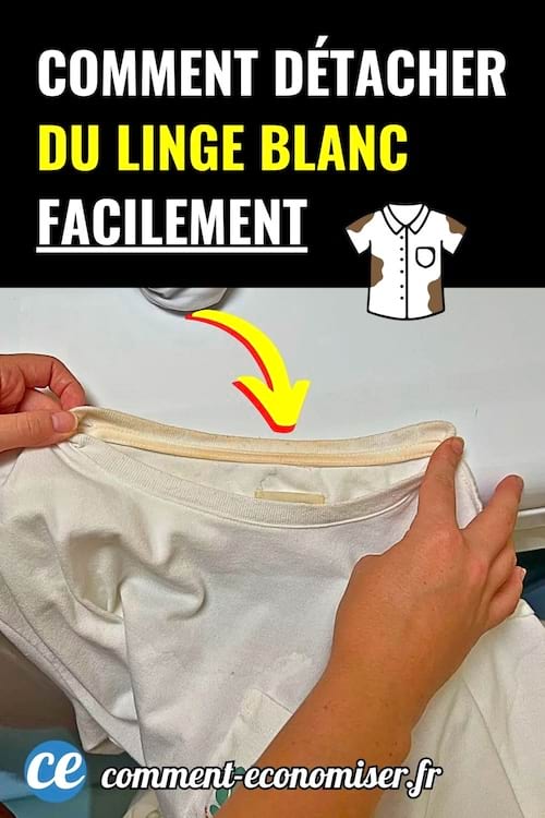 T-shirt blanc avec une tache autour du col.