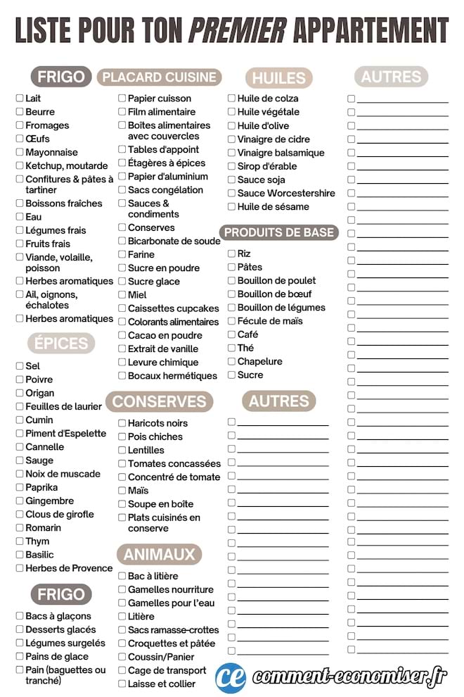 Liste pour ton premier appartement suite