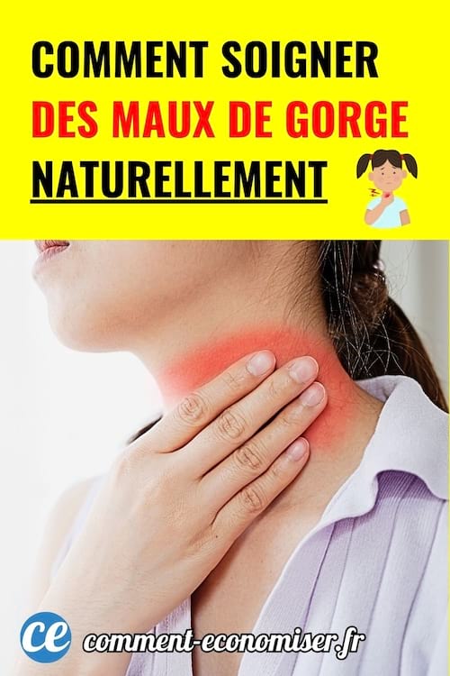 Femme touchant sa gorge irritée et rouge.