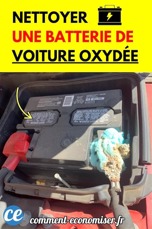 Une batterie de voiture oxydée.