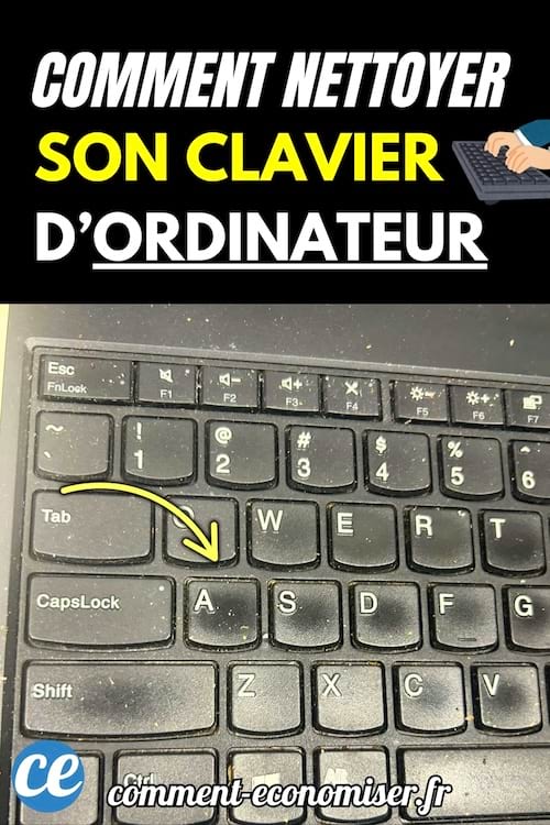 Clavier d’ordinateur noir avec touches sales et miettes visibles.