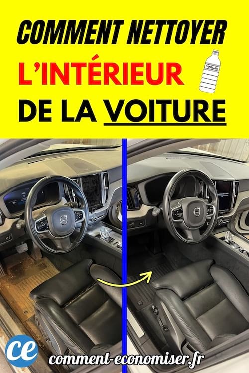 Intérieur de voiture avant et après nettoyage complet.