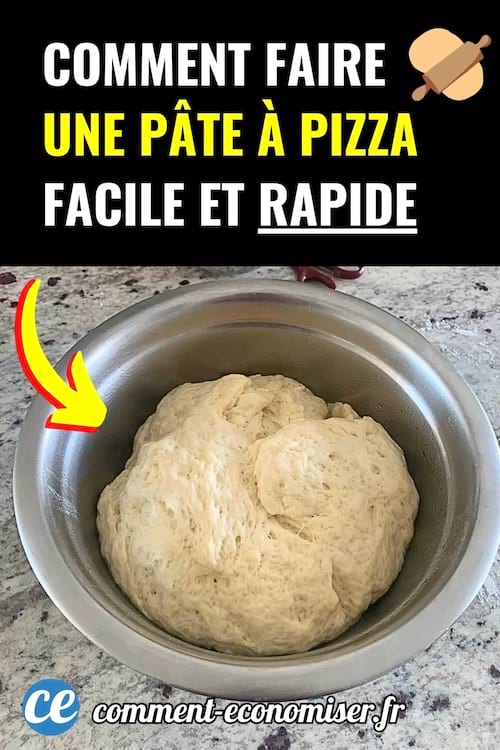  Une pâte à pizza levée dans un grand bol en métal.