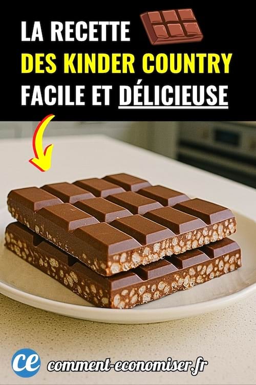 Tablette de chocolat maison façon Kinder Country sur une assiette.
