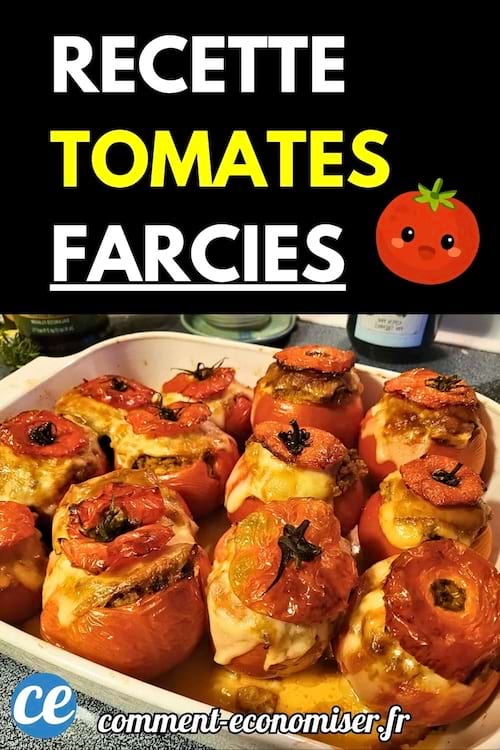 Plat de tomates farcies gratinées disposées dans un plat blanc.