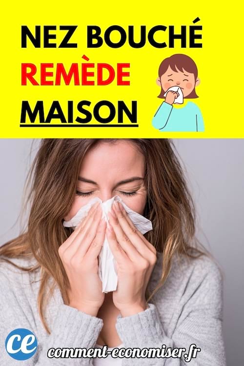 Femme se mouchant avec un mouchoir, illustrant un remède maison pour nez bouché.